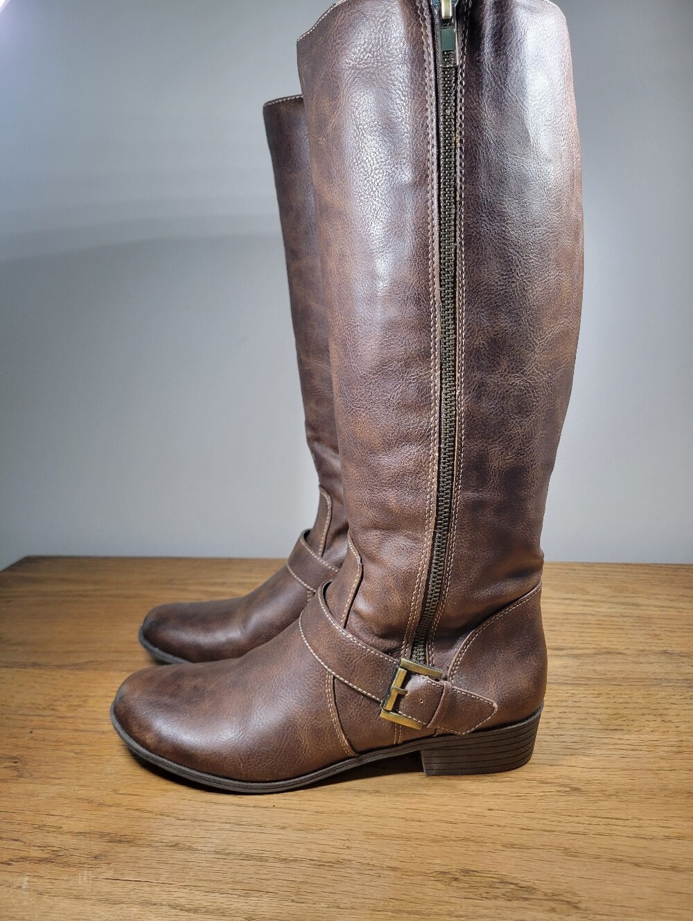 Natural Soul Naturalizer Tall Riding Boots Vicker Bark Brown Zip Size 8-1/2 M